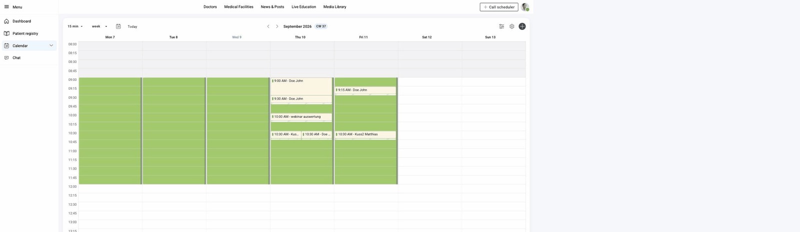 Behandlerkalender in MEDITyme